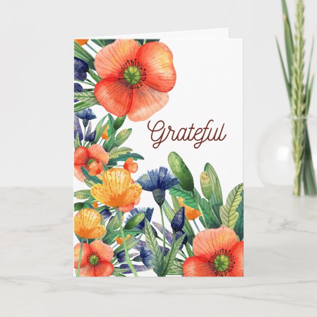 Watercolor Floral Grateful Thanksgiving Holiday (Front)