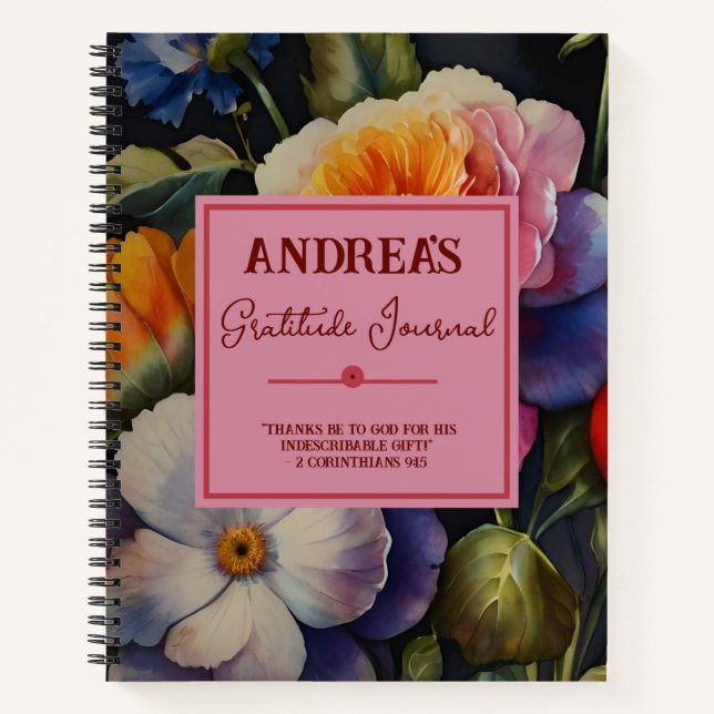 Watercolor Floral Gratitude Journal Notebook (Front)