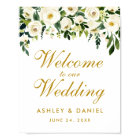 Watercolor Floral Green Gold Wedding Welcome