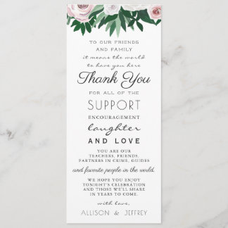 Watercolor Floral Green Place Setting Thank You Invitation