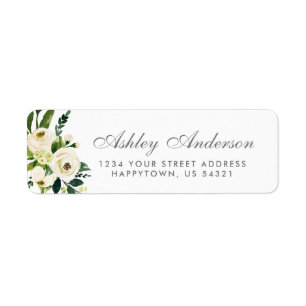 Watercolor Floral Green Silver Address