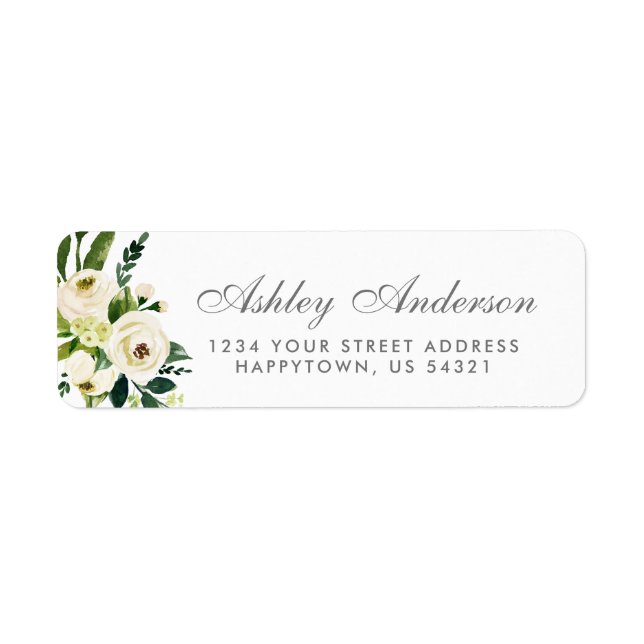 Watercolor Floral Green Silver Address (Front)