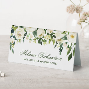 Watercolor Floral Green White Name Sign
