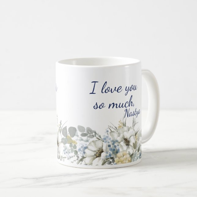 Watercolor Floral Greenery Best Mum Ever Mug (Front Right)