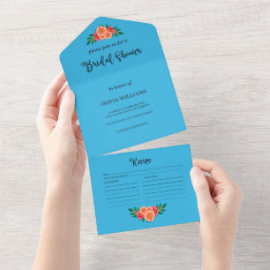 Watercolor Floral Greenery Bridal Shower Recipe All In One Invitation