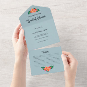 Watercolor Floral Greenery Bridal Shower Recipe All In One Invitation