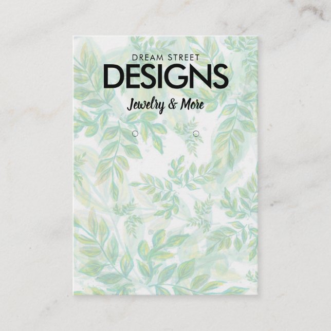 Watercolor Floral Greenery Earring Display Card (Front)