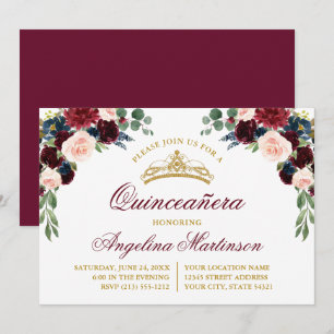 Watercolor Floral Greenery Quinceanera Party Invitation