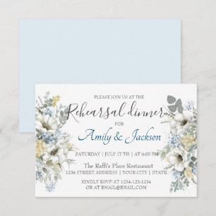 Watercolor Floral Greenery Rehearsal Dinner Invitation