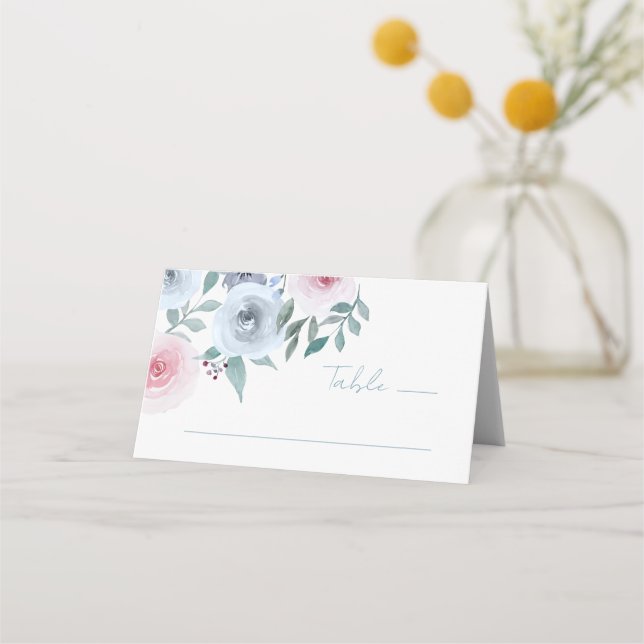 Watercolor Floral Greenery Spring Wedding  Place Card (Front)