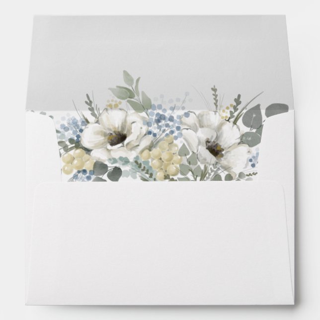 Watercolor Floral Greenery Wedding  Envelope (Back (Bottom))