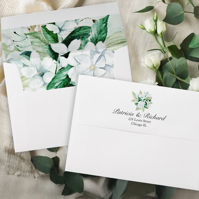 Watercolor Floral Greenery Wedding Envelope (Creator Uploaded)