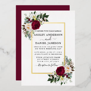 Watercolor Floral Greenery Wedding Gold
