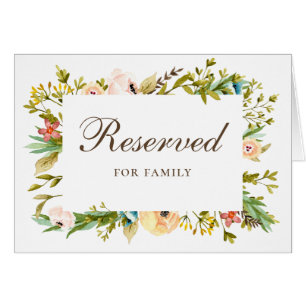 Watercolor floral greenery wedding reserved sign
