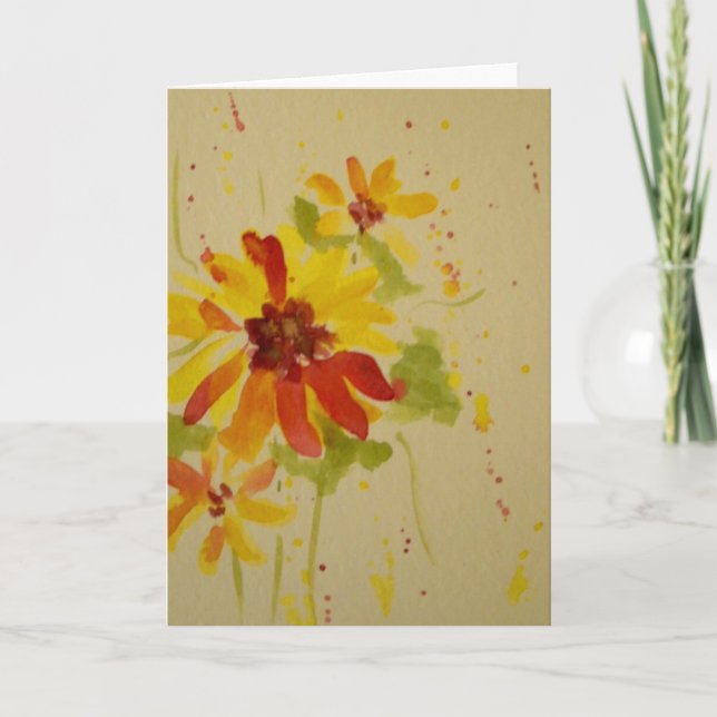 Watercolor Floral Greeting Card ~ Blank Inside (Front)