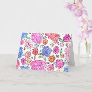 Watercolor Floral Greeting Card (Blank Inside)