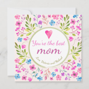Watercolor Floral Greeting Name Mother's Day  Invitation