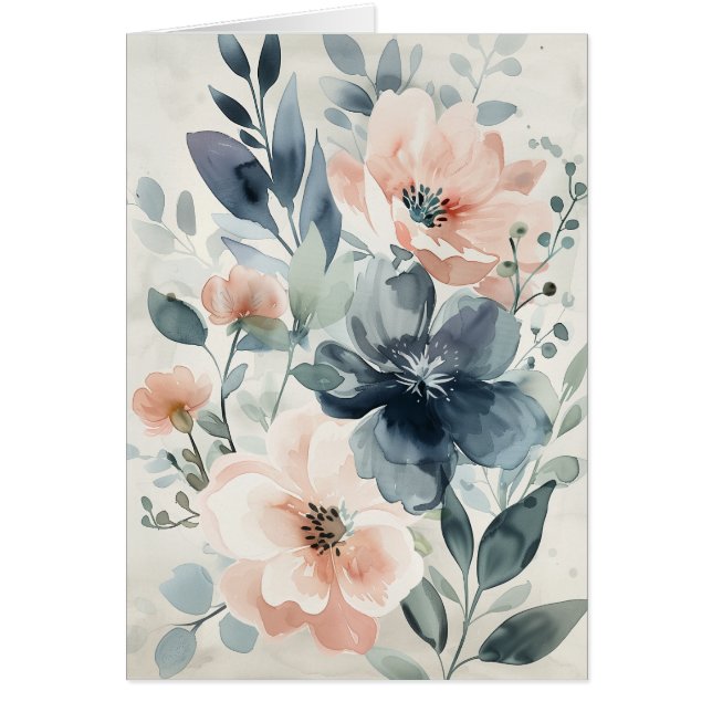Watercolor Floral Greeting Notecard Blank (Front)