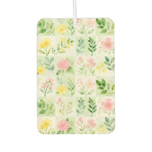 Watercolor Floral Grid Pattern Car Air Freshener