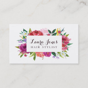 Watercolor Floral Hair Stylist Appointment Cards