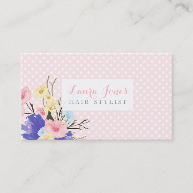 Watercolor Floral Hair Stylist Appointment Cards (Front)