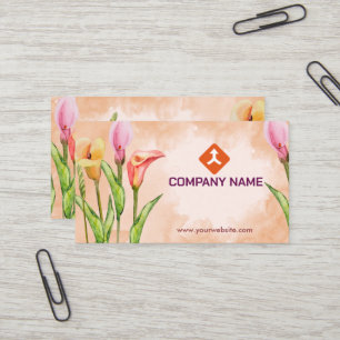 Watercolor Floral Hand Drawn Design Business Card