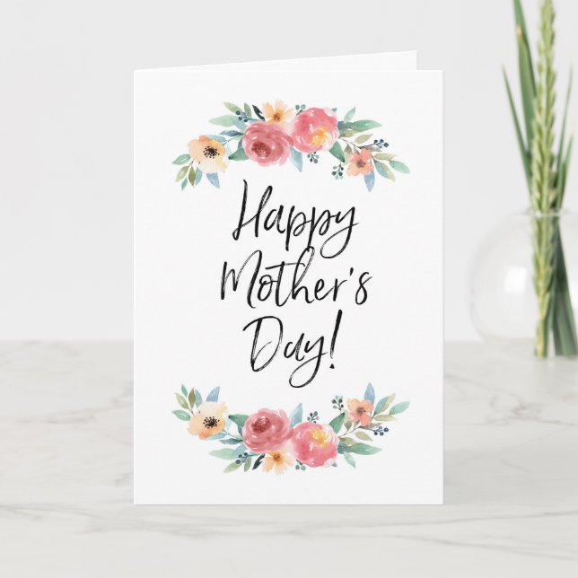 Watercolor floral hand-lettered Mother's Day Card (Front)