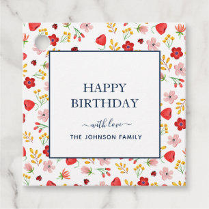 Watercolor Floral Happy Birthday gift tags
