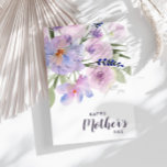 watercolor floral happy mother's day card<br><div class="desc">A watercolor floral design with lavender purple flowers and script. The text and colours can be personalised.</div>