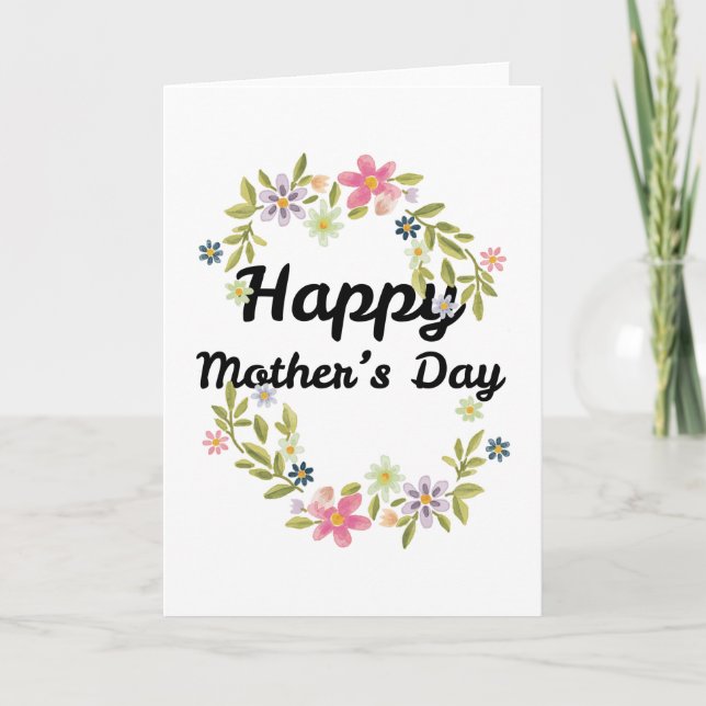 Watercolor Floral Happy Mothers Day Thank You Card (Front)