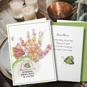 Watercolor Floral Healing Hand Sympathy, Get Well  Holiday Card