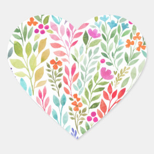 watercolor floral heart heart sticker