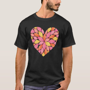 Watercolor Floral Heart Love Colourful Flower Art T-Shirt