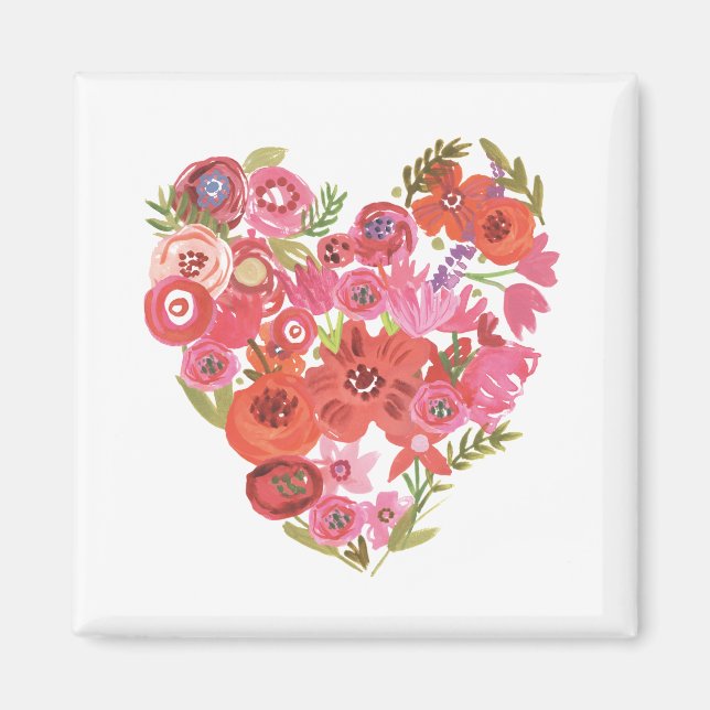 Watercolor Floral Heart | Valentine Chic II Magnet (Front)