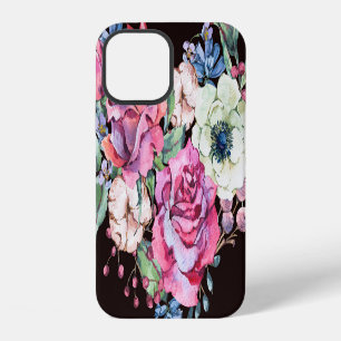Watercolor floral heart: vintage roses. iPhone 12 case