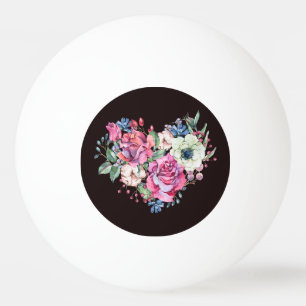 Watercolor floral heart: vintage roses. ping pong ball