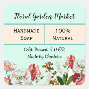 Watercolor Floral Homemade Soap Product Label