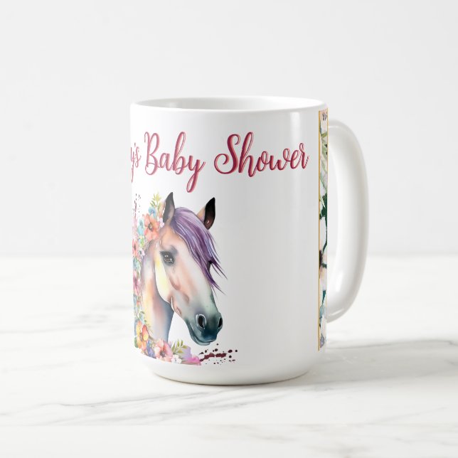 Watercolor Floral Horse Baby Shower  Coffee Mug (Front Right)
