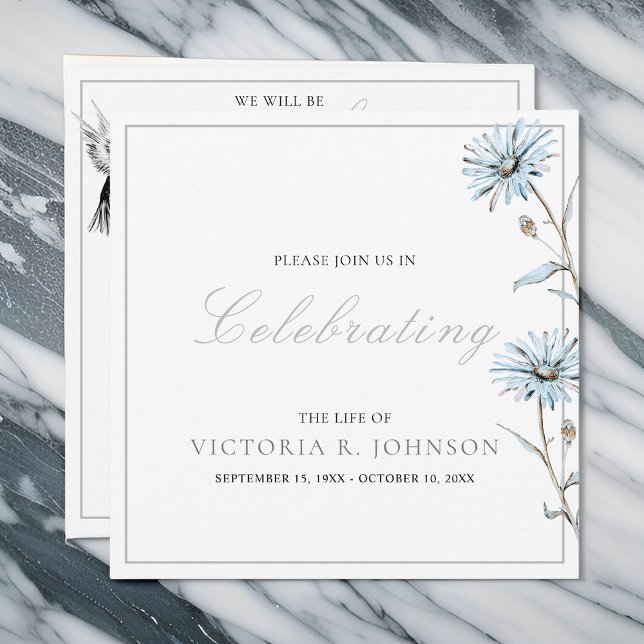 Watercolor Floral Hummingbird Celebration of Life Invitation (Creator Uploaded)