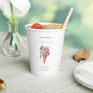 Watercolor Floral Ice Cream Bridal Shower  Paper Cups