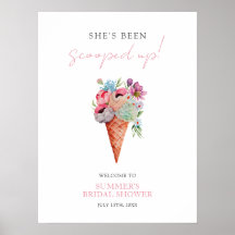 Watercolor Floral Ice Cream Bridal Shower Welcome