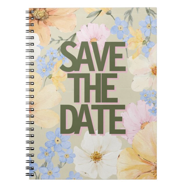 Watercolor Floral Illustration Wedding  Notebook (Front)