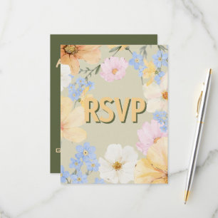 Watercolor Floral Illustration Wedding  RSVP Card