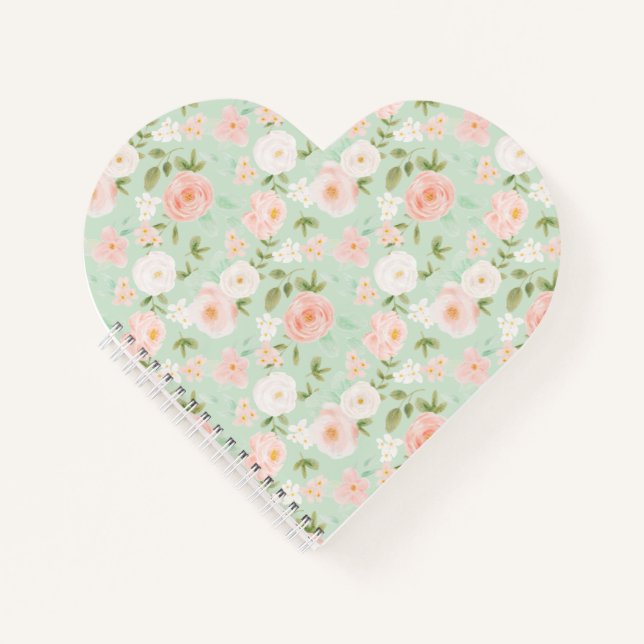 Watercolor Floral in Pink and Peach Notebook (Front)