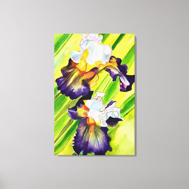 Watercolor floral iris flower canvas print (Front)