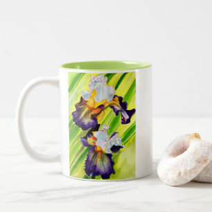 Watercolor floral iris flower Two-Tone coffee mug