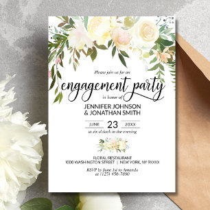 Watercolor Floral Ivory Engagement Party 3.5"x5" Invitation