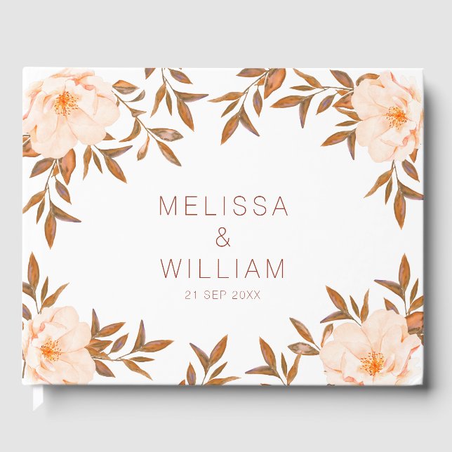 Watercolor Floral Ivory Wedding Guestbook (Front)