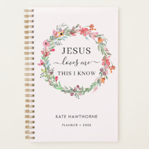 Watercolor Floral Jesus Loves Me Christian Planner