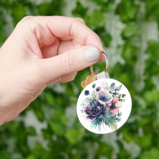 Watercolor floral  key ring (Hand)